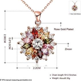 img 1 attached to VONSSY Rose Gold Pendant Necklace with Colorful 5A Cubic Zirconia - Bohemian Boho Crystal Statement Necklace Sweater Chain with Multi Gemstones Garnet Amethyst Morganite Peridot - Ideal Prom Rhinestone Necklaces for Women, Girls, Daughters, Sisters - Vintage Stylish Gift