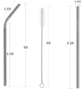img 3 attached to Оптовый набор из 25 нержавеющих стальных трубок - длинные 8,5-дюймовые металлические трубки, многоразовые для напитков объемом 20 унций (10 прямых, 10 изогнутых) - включает 5 кистей для чистки.