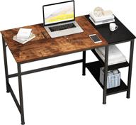 megafuture computer desk: stylish two-layer wooden bookshelf study table, laptop table – vintage oak finish, 47 inches logo