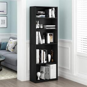 img 2 attached to Furinno 14110R1BKW 5 Shelf Bookcase 5 Tier