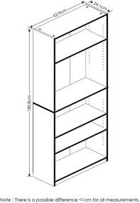 img 3 attached to Furinno 14110R1BKW 5 Shelf Bookcase 5 Tier