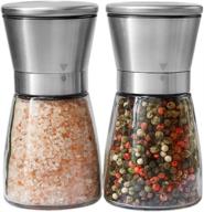 🧂 premium salt and pepper grinder set - enhance your culinary experience with stainless steel shakers, ceramic blades, and adjustable coarseness логотип