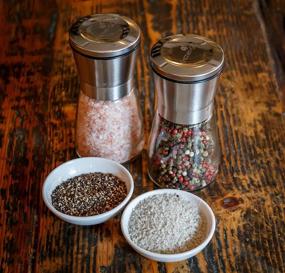 img 2 attached to 🧂 Premium Salt and Pepper Grinder Set - Enhance Your Culinary Experience with Stainless Steel Shakers, Ceramic Blades, and Adjustable Coarseness