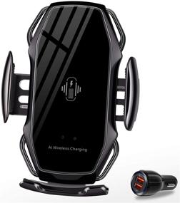 img 4 attached to 🔌 Premium Wireless Car Charger: 10W Qi Fast Charging Auto-Clamping Phone Mount for iPhone 12/11/SE/XR/X, Samsung S10/S9/Note10