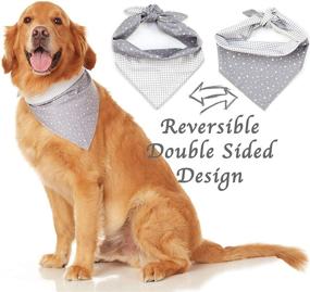 img 3 attached to 🐶 Reversible Cotton Dog Bandana - Odi Style Triangle Bandanas for Large, Medium, Small Dogs - Double Sided Dog Gift, Accessory, Scarf for Dogs, Puppies, Cats - Floral and Polka Dot Prints - 1 Piece