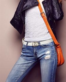 img 1 attached to 👖 Fashionable 4-Piece Women's Faux Leather Waist Belt with Double O-Ring Buckle for Stylish Jeans Pants