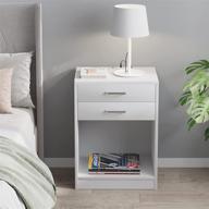 🌙 white nightstand with usb port, side end table, storage shelf, and 2 drawers for bedroom and living room by adorneve логотип