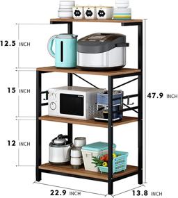 img 1 attached to 📦 4-Tier Bakers Rack for Kitchen Storage, Microwave Cart Coffee Bar Stand with 4 Hooks, Kitchen Racks with Storage (Single Row)