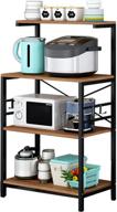 📦 4-tier bakers rack for kitchen storage, microwave cart coffee bar stand with 4 hooks, kitchen racks with storage (single row) logo