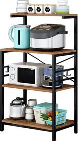 img 2 attached to 📦 4-Tier Bakers Rack for Kitchen Storage, Microwave Cart Coffee Bar Stand with 4 Hooks, Kitchen Racks with Storage (Single Row)
