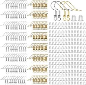 img 4 attached to 📿 Hypoallergenic Earring Making Kit - Allmart 600Pcs Silver & Gold Earring Fish Earwire Hooks (925 Stamped), Jump Rings, and Clear Rubber Earring Backs for DIY Jewelry Making