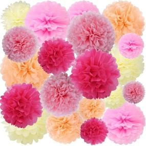 img 4 attached to 🎉 Colorful Paper Pom Poms Kit - Perfect Décor for Birthdays, Weddings, Showers, and Nurseries in Pink Mix - Set of 20