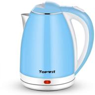 🔥 topwit electric kettle: efficient 2l double wall water kettle with stainless steel inner bottom & lid - fast boil, auto shut-off & boil dry protection - blue логотип