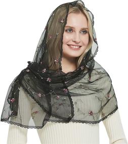 img 4 attached to 👒 Special Occasion Accessories: Embroidered Catholic Mantilla - Orthodox Covering for Women