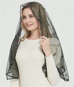 img 1 attached to 👒 Special Occasion Accessories: Embroidered Catholic Mantilla - Orthodox Covering for Women