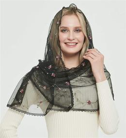 img 3 attached to 👒 Special Occasion Accessories: Embroidered Catholic Mantilla - Orthodox Covering for Women