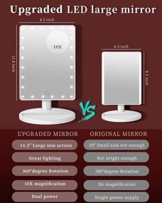 img 3 attached to 🔍 Enhanced 12-Inch Vanity Makeup Mirror: Adjustable Brightness, Dual Power, 10x Magnification, 360°Rotation – Tabletop Desk Lighted Mirror with Stand