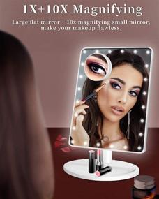 img 1 attached to 🔍 Enhanced 12-Inch Vanity Makeup Mirror: Adjustable Brightness, Dual Power, 10x Magnification, 360°Rotation – Tabletop Desk Lighted Mirror with Stand
