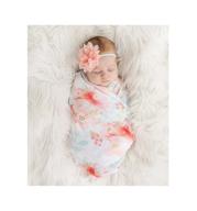 🌸 giggle angel baby bloom flower pattern receiving blanket swaddle set with headband - newborn wrap logo