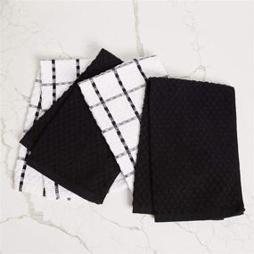 img 3 attached to 🧽 Kitchen Towels Set - Dish Towels and Dish Cloths - Hand Towel and Dishcloths Bundle - Premium 100% Soft Ring Spun Combed Cotton - Ideal for Cooking and Household Cleaning - Size 15"x25" (Black, Pack of 12)