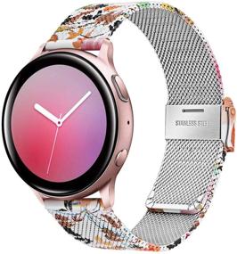 img 4 attached to 🌸 TRUMiRR Pink Gold Camo Band for Galaxy Watch Active2 40mm 44mm, Mesh Woven Stainless Steel Watchband Quick Release Strap Women's Wristband for Samsung Galaxy Watch 4 40mm 44mm / Active 2 SM-R830/R820