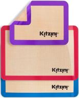 🍪 professional grade kitzini silicone baking mat set - non-stick, bpa free, 2 half sheets & 1 quarter silicone mats included logo