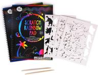 🌈 jar melo scratch off pad rainbow paper painting notebook with 20 big & thick sheets, 4 painting stencil, colorful scratch board art - ideal for adults and kids logo