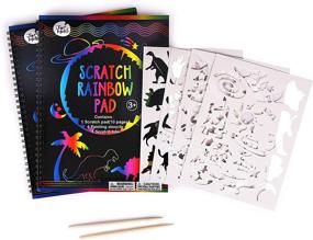 img 4 attached to 🌈 Jar Melo Scratch Off Pad Rainbow Paper Painting Notebook with 20 Big & Thick Sheets, 4 Painting Stencil, Colorful Scratch Board Art - Ideal for Adults and Kids