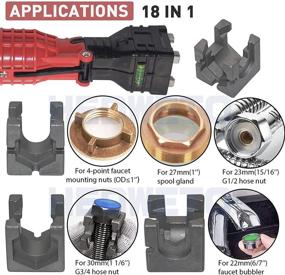 img 3 attached to 🔧 HEDWETO Монтажный инструмент для кранов и раковин: Ключ для сантехников 18-в-1 для дефицитных мест под раковиной на кухне, в ванной комнате и унитазе.