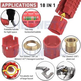 img 1 attached to 🔧 HEDWETO Монтажный инструмент для кранов и раковин: Ключ для сантехников 18-в-1 для дефицитных мест под раковиной на кухне, в ванной комнате и унитазе.