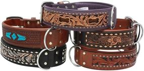 img 1 attached to 🐶 Genuine Top Grain Leather Padded Dog Collar, Handmade, Ultra Soft & Durable Tooled Dog Collar, Brass & Stainless Steel, Ideal for Medium to XXL Breeds, Dallas Collection by Angel Pet Supplies