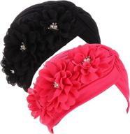 🌸 sequin flower turban for women - elegant muslim beanie head wrap and chemo cap, by qianmome logo