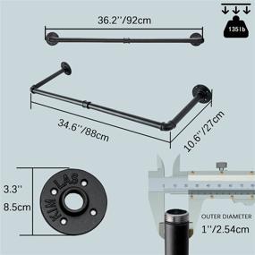 img 1 attached to 🧺 Wall Mount Clothes Rack with 3 Hooks, 36''L Clothing Bar for Laundry Room, Industrial Pipe Clothes Rod, Heavy Duty Iron Garment Rack, Clothes Hanging Rod Bar for Closet Storage