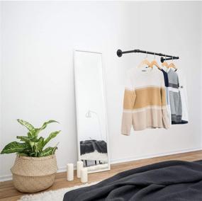 img 3 attached to 🧺 Wall Mount Clothes Rack with 3 Hooks, 36''L Clothing Bar for Laundry Room, Industrial Pipe Clothes Rod, Heavy Duty Iron Garment Rack, Clothes Hanging Rod Bar for Closet Storage