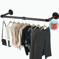 🧺 wall mount clothes rack with 3 hooks, 36''l clothing bar for laundry room, industrial pipe clothes rod, heavy duty iron garment rack, clothes hanging rod bar for closet storage логотип