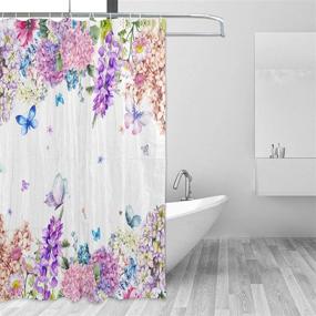 img 3 attached to Butterfly Watercolor Botanical Lavender Bathroom