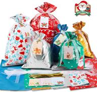 🎁 30 штук рождественских подарочных пакетов с бантами и ярлыками для украшений: идеальная праздничная упаковка для рождественской вечеринки и празднования рождества. логотип