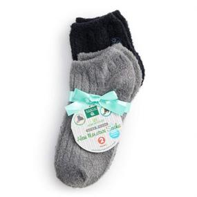 img 1 attached to 🧦 2-Pack Aloe Moisture Socks in Black & Gray Striated by Earth Therapeutics