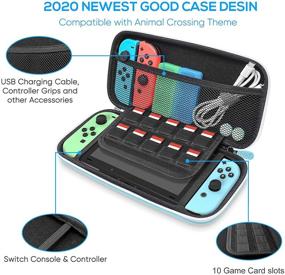 img 2 attached to 🎮 Nintendo Switch Accessories Bundle - 12-in-1 Kits Compatible with Animal Crossing: Carrying Case, Screen Protector, Game Card Cases, Silicone Case, Thumb Grip Cap - Light Blue Color