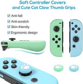 img 1 attached to 🎮 Nintendo Switch Accessories Bundle - 12-in-1 Kits Compatible with Animal Crossing: Carrying Case, Screen Protector, Game Card Cases, Silicone Case, Thumb Grip Cap - Light Blue Color