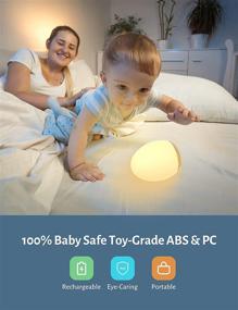 img 2 attached to 🌙 JolyWell Rechargeable Baby Egg Night Light for Kids with Color Changing Mode & Dimming Function, 1 Hour Timer & Touch Control, up to 100H Battery Life, Wood Grain Design