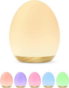 img 4 attached to 🌙 JolyWell Rechargeable Baby Egg Night Light for Kids with Color Changing Mode & Dimming Function, 1 Hour Timer & Touch Control, up to 100H Battery Life, Wood Grain Design