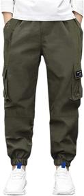 img 4 attached to SANGTREE Boy's Multi Pocket Cargo Jogger Pants, 3-15 Years: Practical and Stylish Bottoms for Active Boys