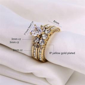 img 2 attached to Yellow Gold Filled Women's Wedding Ring Sets with Three-Stone Heart Cut CZ Engagement Ring and Wedding Bands