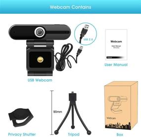 img 1 attached to 📸 Enhanced Webcam FHD 1080P with Microphone: Ideal for Video Conferencing, Online Classes, Gaming & More! Includes Privacy Cover and Tripod for Easy Setup and Recording