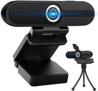 📸 enhanced webcam fhd 1080p with microphone: ideal for video conferencing, online classes, gaming & more! includes privacy cover and tripod for easy setup and recording logo