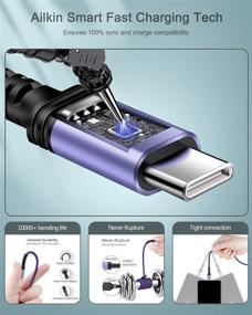 img 3 attached to 🔌 AILKIN Быстрая зарядка кабеля USB Type C - 4 шт 6фт оплетенные силовые шнуры для Samsung Galaxy, Moto, LG - Совместимо с S21 S20 A10e A01 A11 A20 A21 A30 A31 A51 A50 A71, G8 G7, K51 Stylo 6 5 4