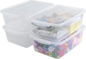 img 4 attached to 📦 14 Quart Clear Plastic Latching Storage Bin with Lid - Set of 4, Ideal Shoe Boxes