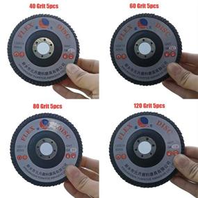 img 1 attached to 🔧 Professional Grade High Density Flap Discs 4 Inch 20 Pack Assortment - Versatile 40 60 80 120 Grit, Aluminum Oxide Abrasives Sanding Grinding Disk, Flat Type #27, Ideal for Tough Surfaces, 5/8 Inch Arbor Size