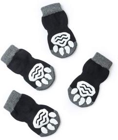 img 1 attached to Harfkoko Pet Heroic Anti-Slip Knit Dog Socks and Cat Socks: Paw Protectors for Indoor Wear, Small to Large Dogs and Cats